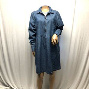 Nine West Brentwood Denim Shirt Dress Womens Size Medium Lightweight Pockets NEW